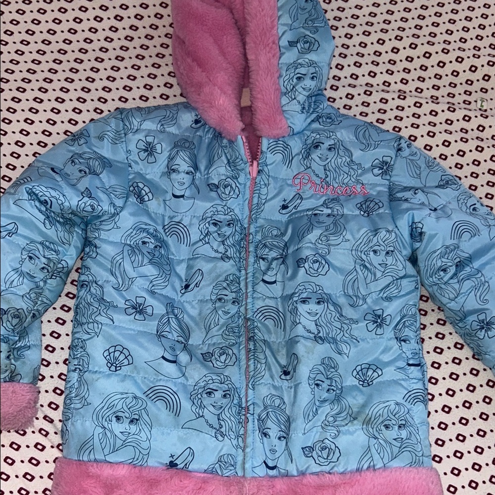 Disney Princess Blue and Pink Puffer Jacket